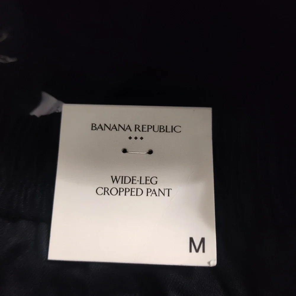 New Banana Republic Linen Blend Pants Medium Wide Leg Cropped Flowy Black Cruise